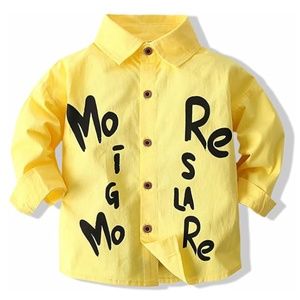 NEW Boys Button-Down Hawaiian Shirt Yellow Long Sleeved 3T-4T